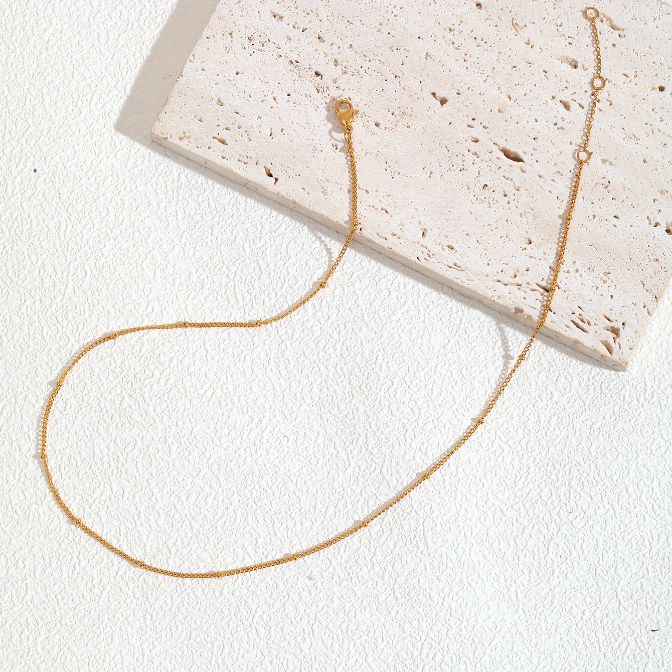 Women's Minimalist Stainless Steel Necklace Golden Tone Delicate Chain